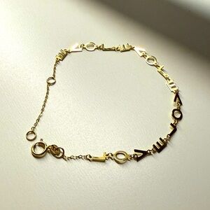 14K Solid Yellow Gold Romantic Love Link Bracelet